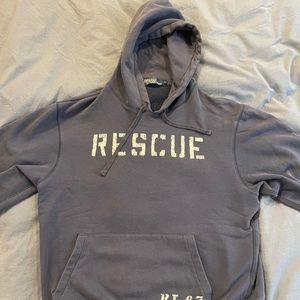 Vintage 90's Polo Ralph Lauren Rescue French Terry Hoody Navy Blue